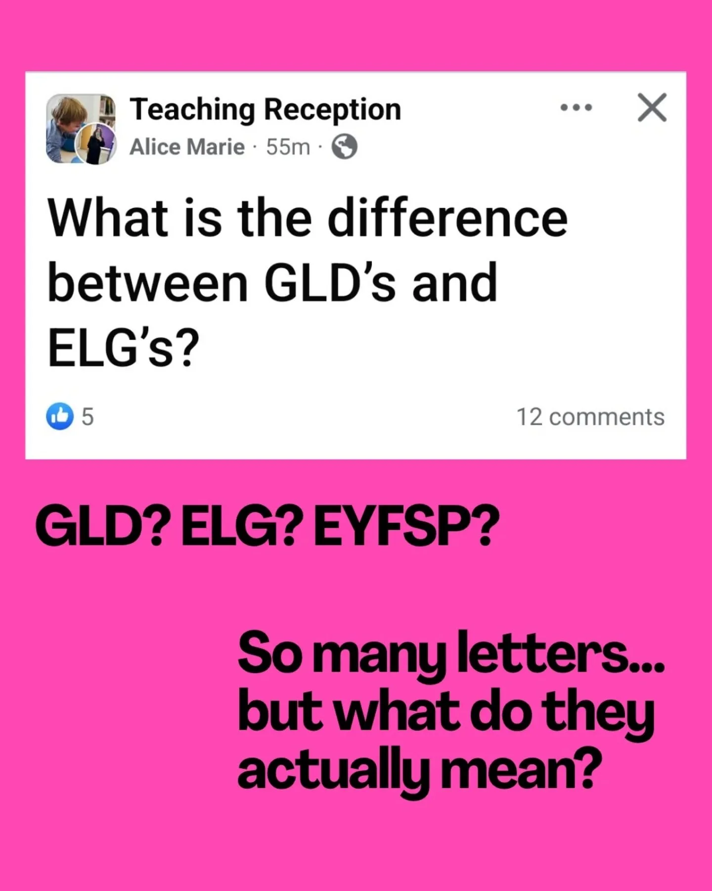 Education does love an acronym, doesn&rsquo;t it!? 🤯

The trouble is, terms like EYFSP, ELGs and GLD are often used interchangeably&hellip; and honestly, it can leave people feeling really confused about what actually matters when it comes to assess
