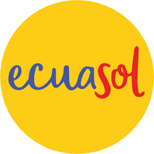 Logo d'Ecuasol avec texte bleu 'ecu' et rouge 'sol' sur fond jaune