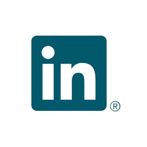 LinkedIn logo with white letters 'in' inside a blue square and a registered trademark symbol.