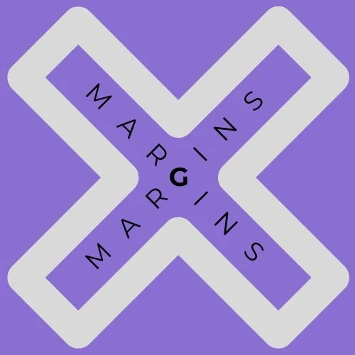 A purple background with a white X shape containing the words "Marines" and "Marines" written repeatedly along the arms of the X.