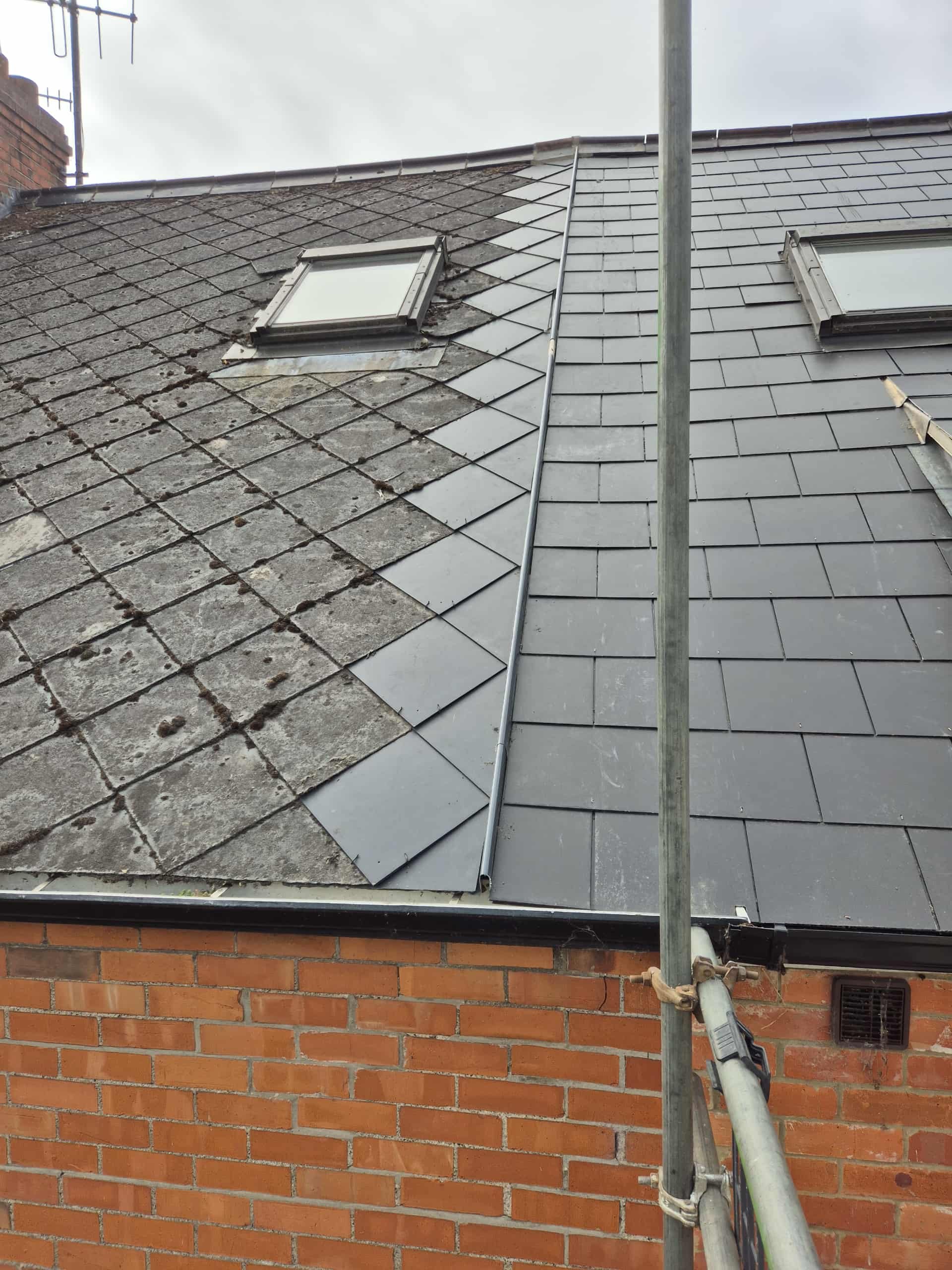 Roof stripped and renewed joining to an older roof in Bridport by Apex Roofing & Leadwork