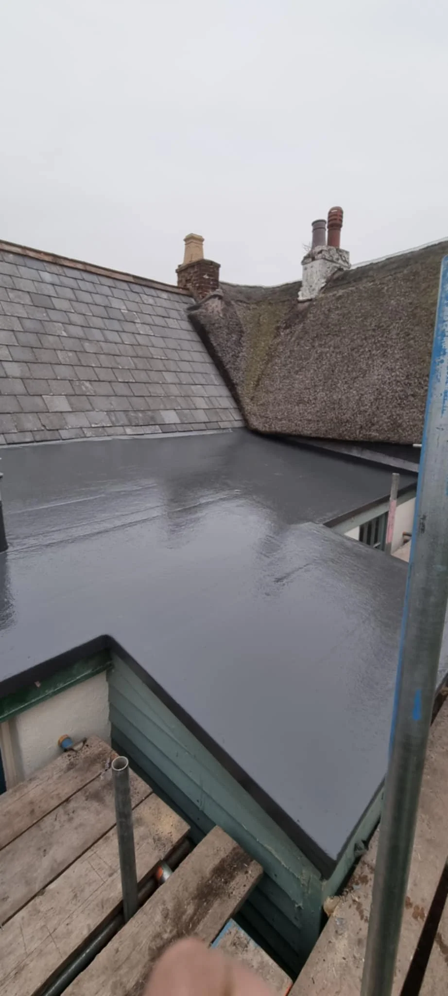 GRP fibreglass flat roof on an extension on a period property in Lyme Regis