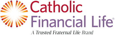 Logo of Catholic Financial Life with a radiant sunburst symbol and text