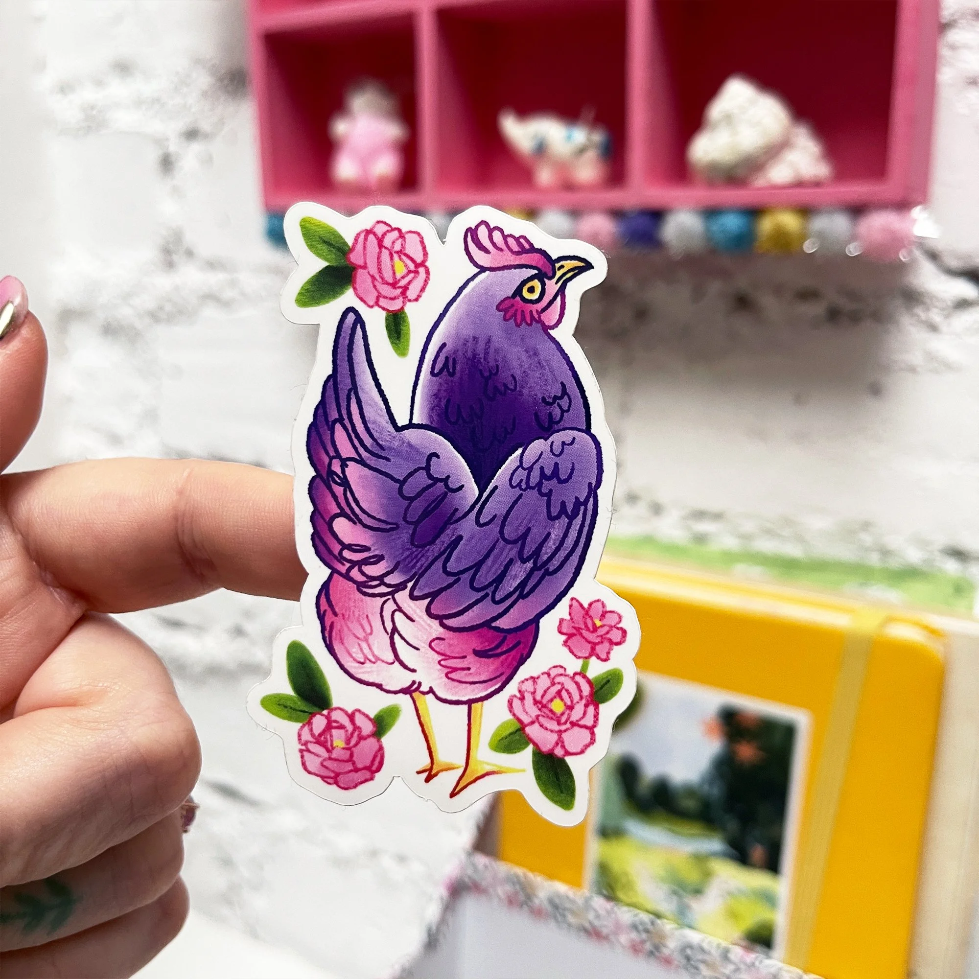 sticker Purple poule