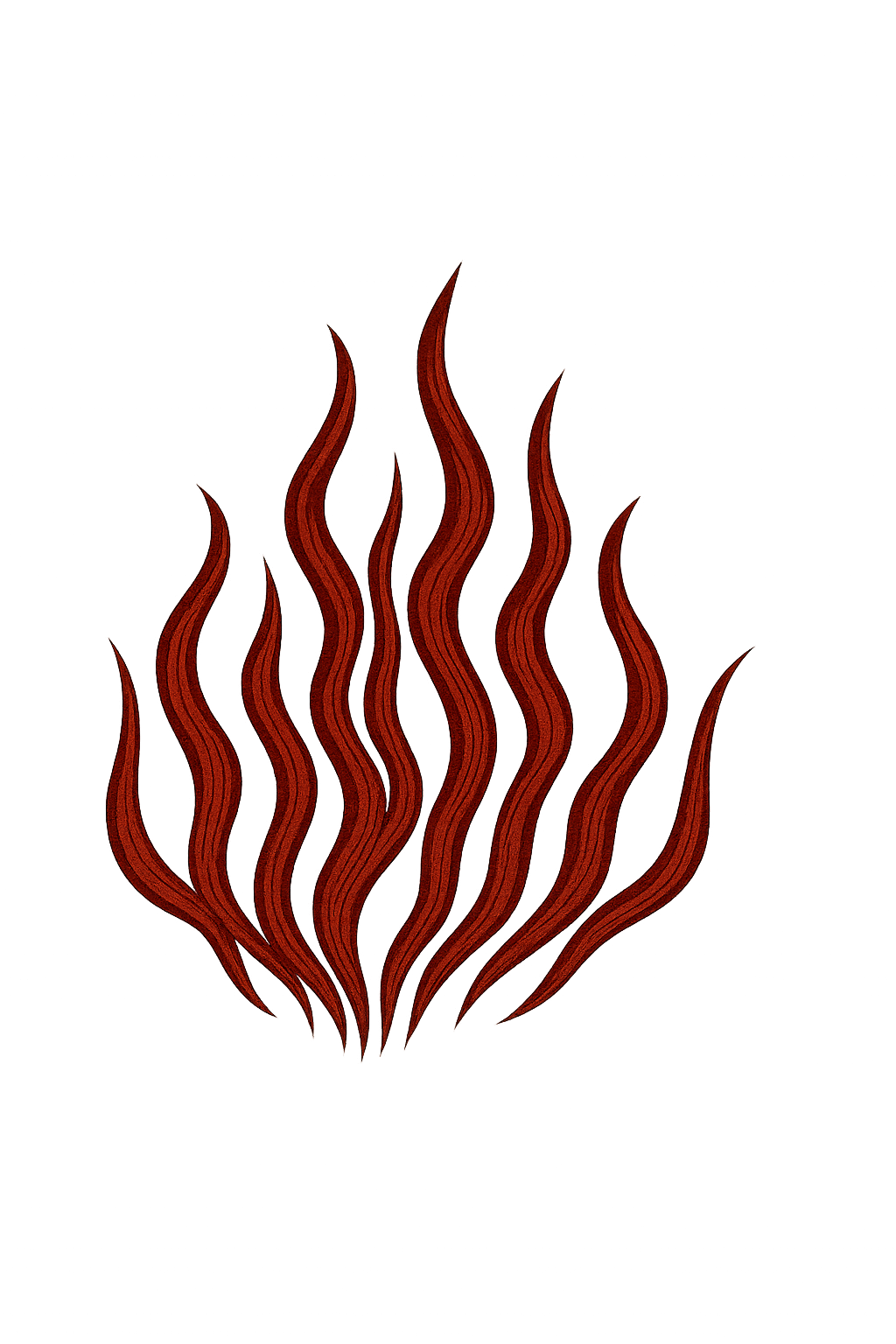 Líneas rojas onduladas en fondo negro, formando una llama estilizada.