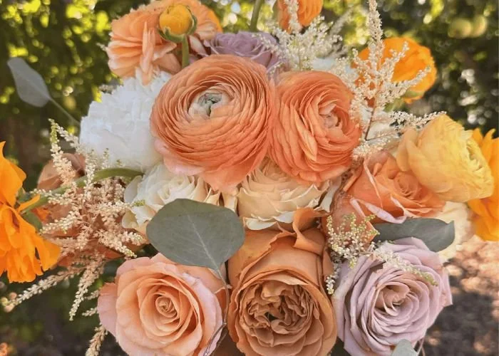 Orange, Pink, and White Flower Bouquet