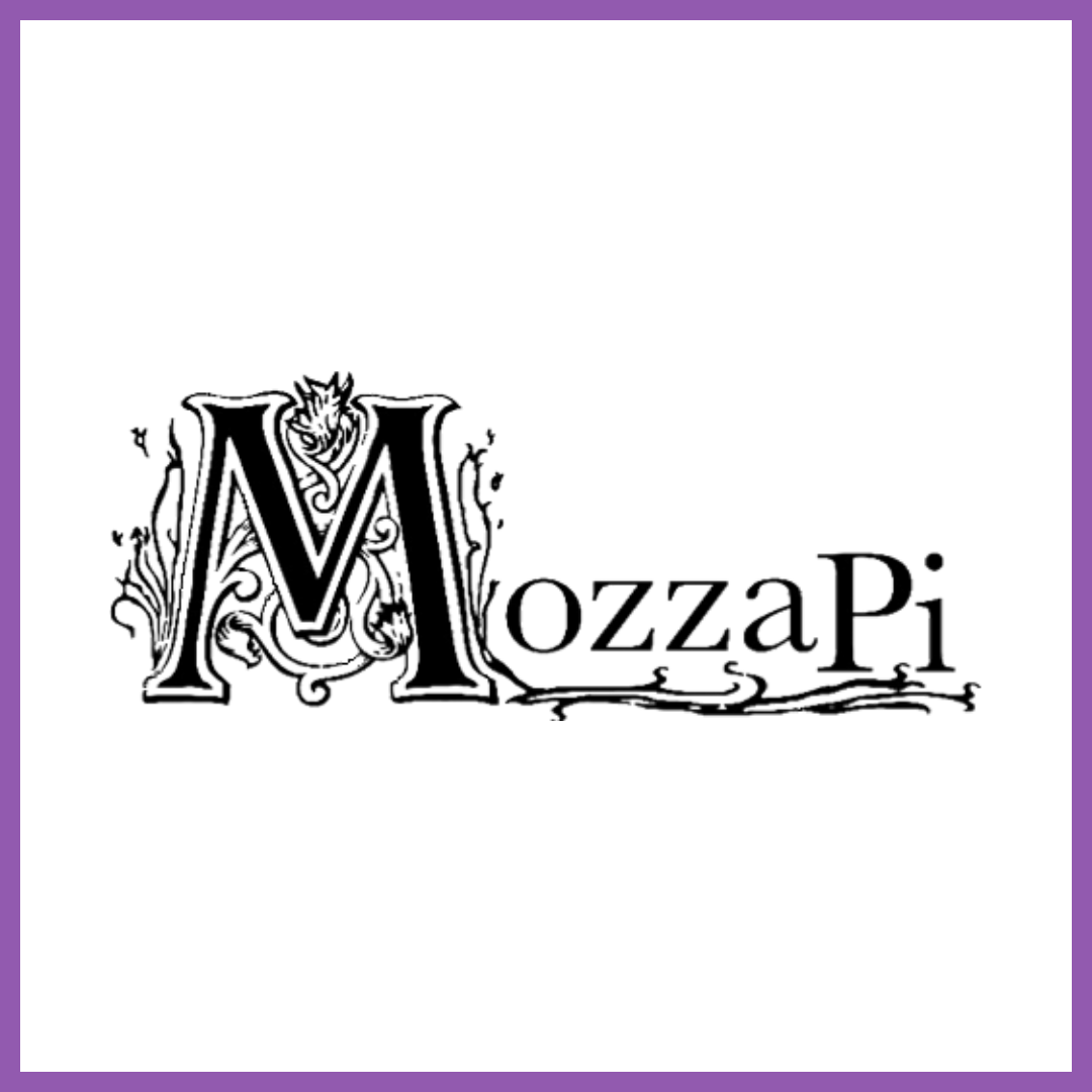 A logo with a large ornate 'M' featuring a dragon head at the top left, followed by the text "oizzaPi" in a decorative font, with a stylized line underneath.