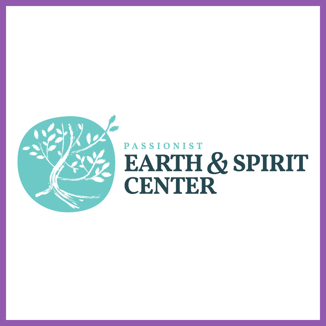 Logo for Passionist Earth & Spirit Center featuring a stylized tree within a teal circle and the text "Passionist Earth & Spirit Center" in teal and black.