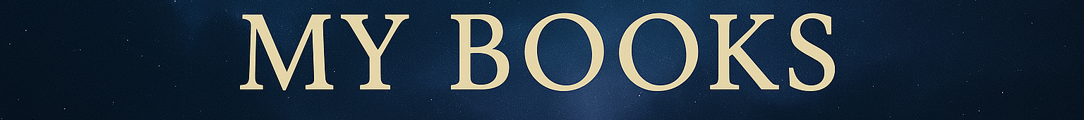 Close-up of a sign with the text "MY BOOKS" against a dark, starry background.