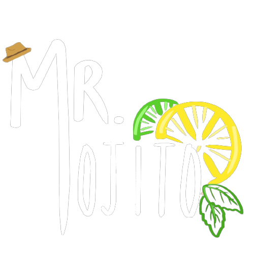 Une illustration colorée avec le texte 'MR. OJITO' décoré de tranches de citron, de feuilles vertes et d'un chapeau en haut à gauche.