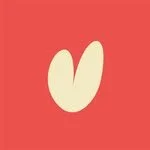 Forme abstraite beige sur fond rouge.