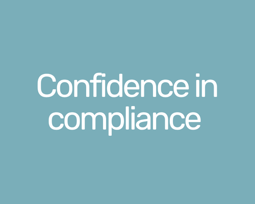 Light blue background with white text reading 'Confidence in compliance'. We keep you up to date with HR, end employment law needs 