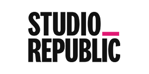 Studio Republic logo with black text and a small pink accent
