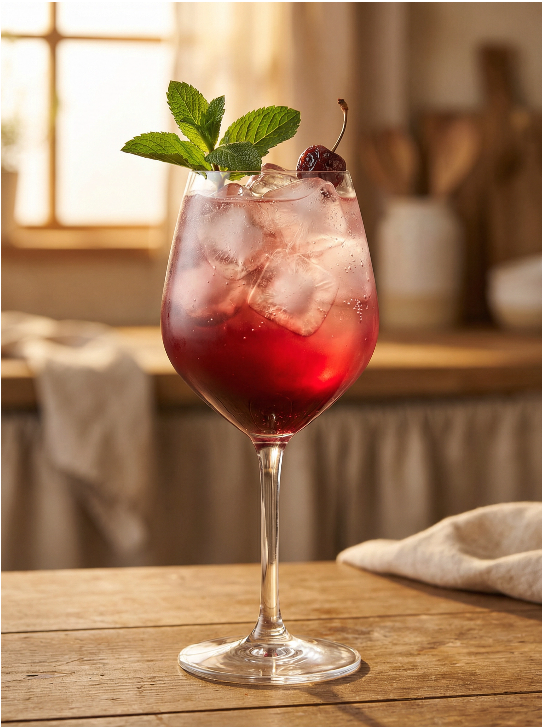 Botanical Orchard Spritz: An Elegant Hibiscus &amp; Cherry Mocktail (Non-Alcoholic)