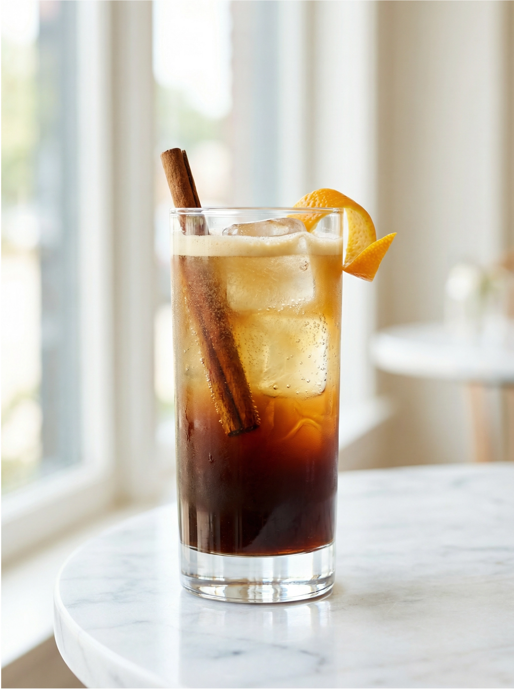 A lighter, more effervescent take on the espresso martini, this coffee tonic highlights the vanilla bean, cinnamon, and cardamom in our infusion.