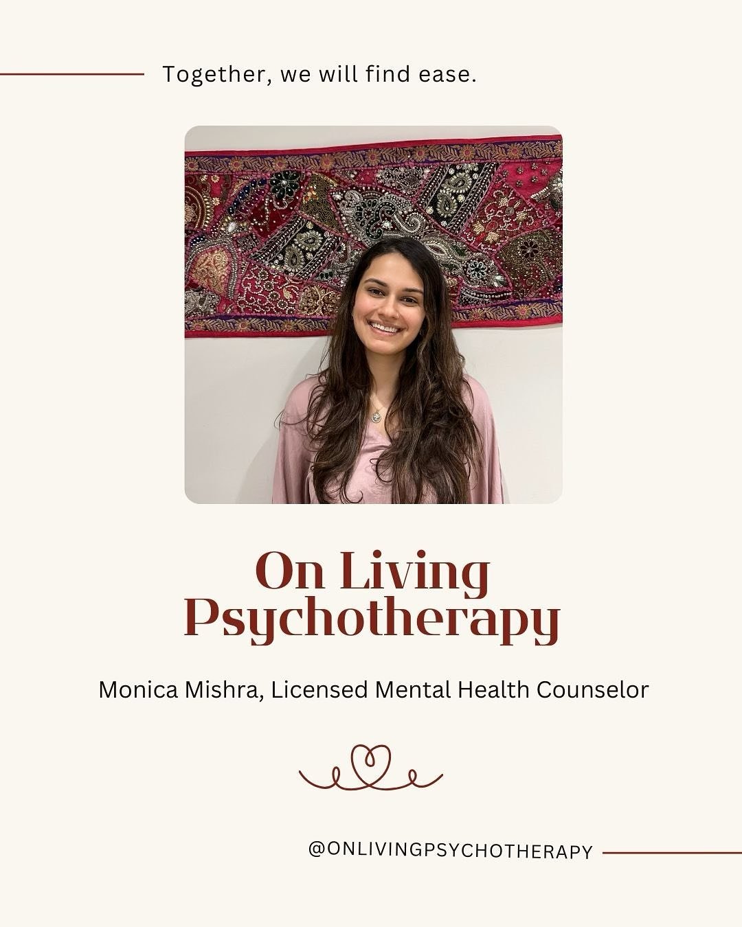 Hi everyone! I&rsquo;m so excited to share that starting today, my private practice, On Living Psychotherapy, is officially accepting new clients! Creating a space for nurturing ease is something I&rsquo;m grateful I have the opportunity to do. I wou