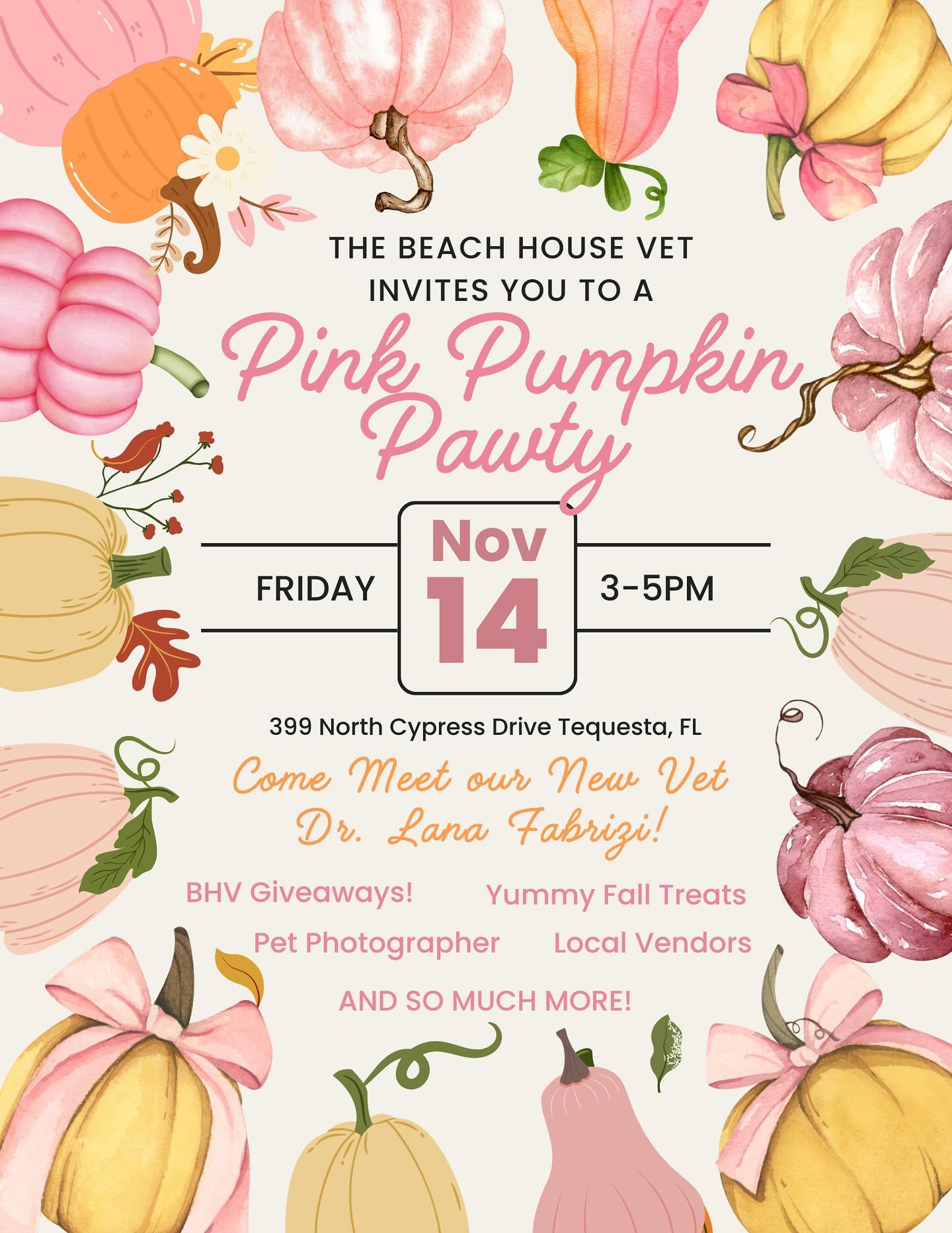 The Beach House Vet- Pink Pumpkin Pawty