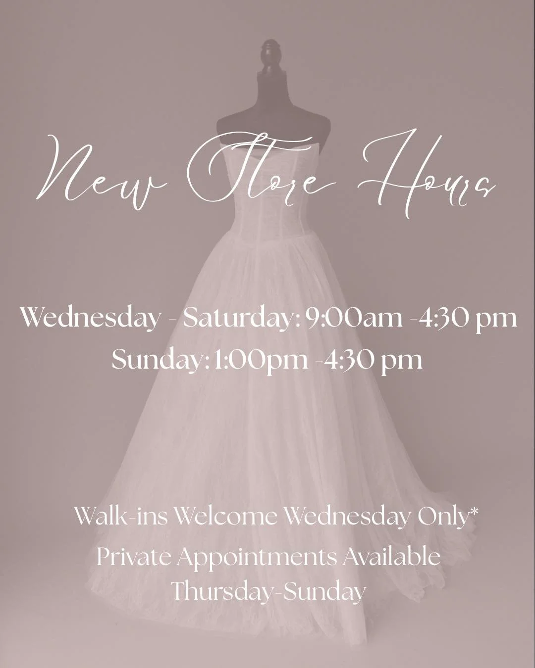 New store hours are here, and we are thrilled to open our doors Wednesday through Saturday from 9:00am to 4:30pm and Sundays from 1:00pm to 4:30pm. 🤍

Pop in any Wednesday as a walk-in, or book a private appointment Thursday through Sunday for the f