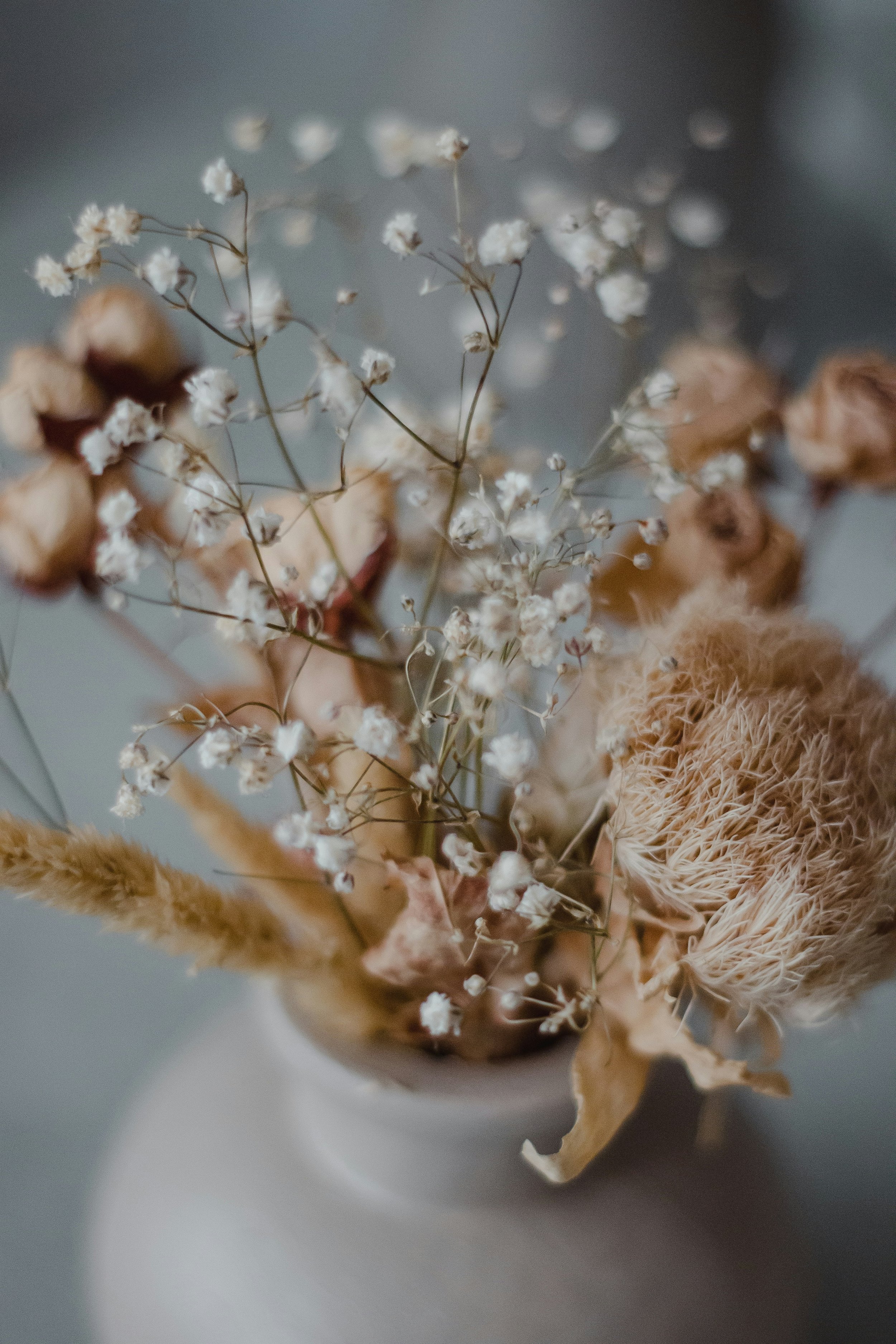 dried flowers in couples therapist's office