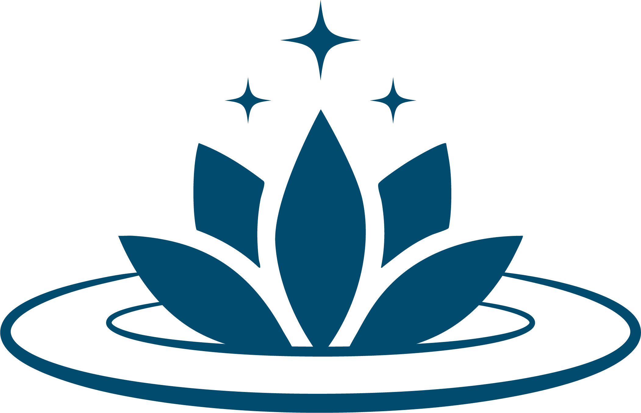 Minimalist lotus flower above a circular ripple with small stars, symbolizing inner peace, growth, and spiritual awakening
