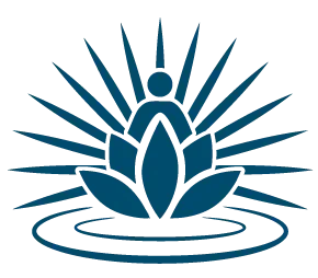 Icon of a meditating figure seated on a lotus flower with radiant rays, symbolizing inner peace, spiritual growth, and mindfulness supported by Universal Human Foundation.