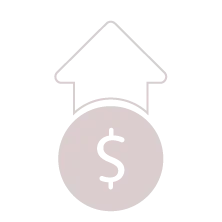 Icon of a house with an upward arrow and dollar sign representing rising costs, unaffordable basic needs, and the vanishing American Dream, an economic challenge Universal Human Foundation addresses.