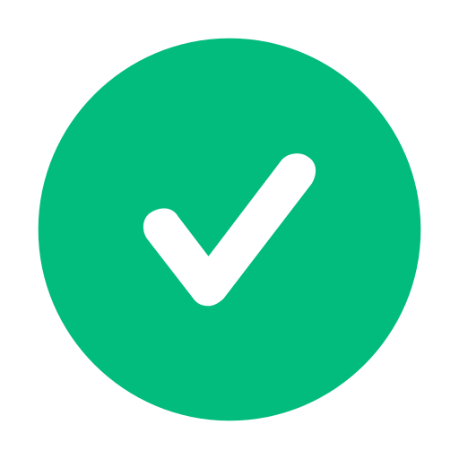 Green circle with a black checkmark inside, indicating approval or completion.