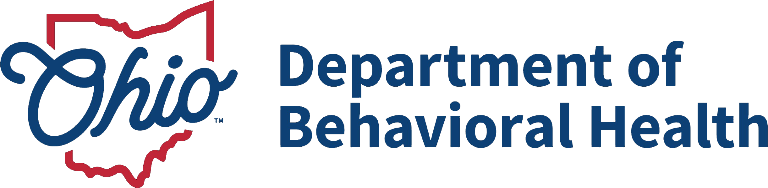 Logo of the Ohio Department of Behavioral Health, featuring a heart outline and stylized text.
