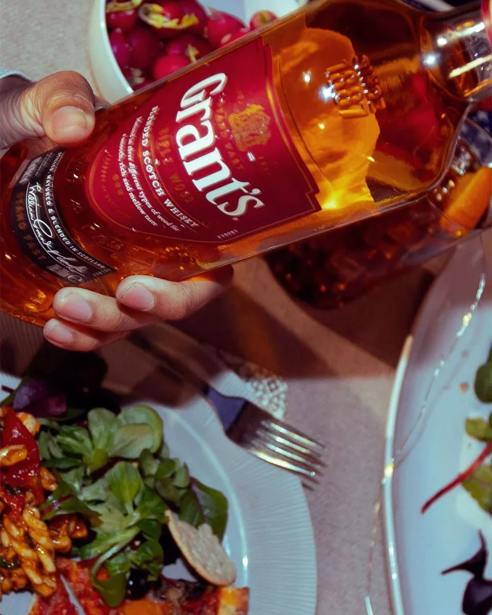 Grant's Whisky summer autumn and spring stills campaign, house party, dinner party with friends and family