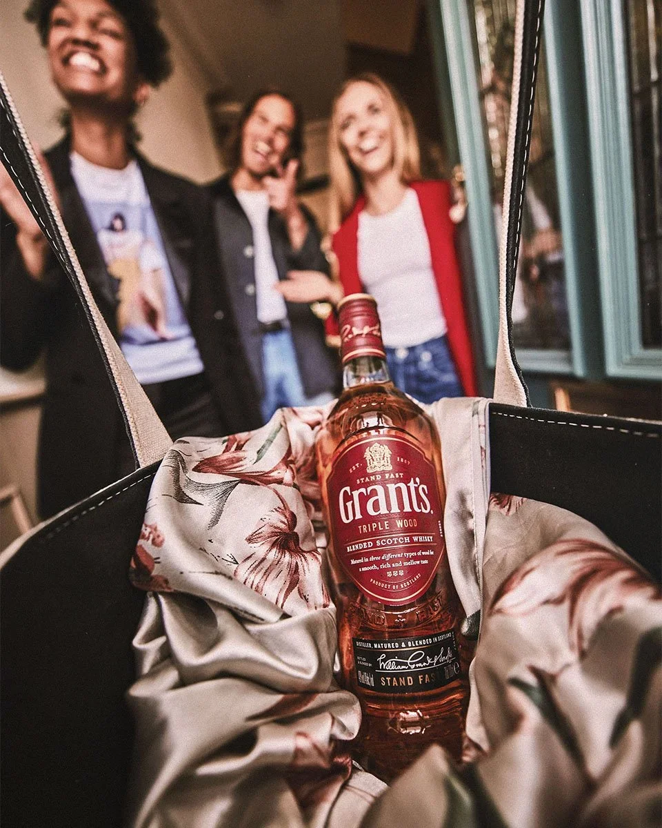Grant's Whisky summer autumn and spring stills campaign, house party, dinner party with friends and family