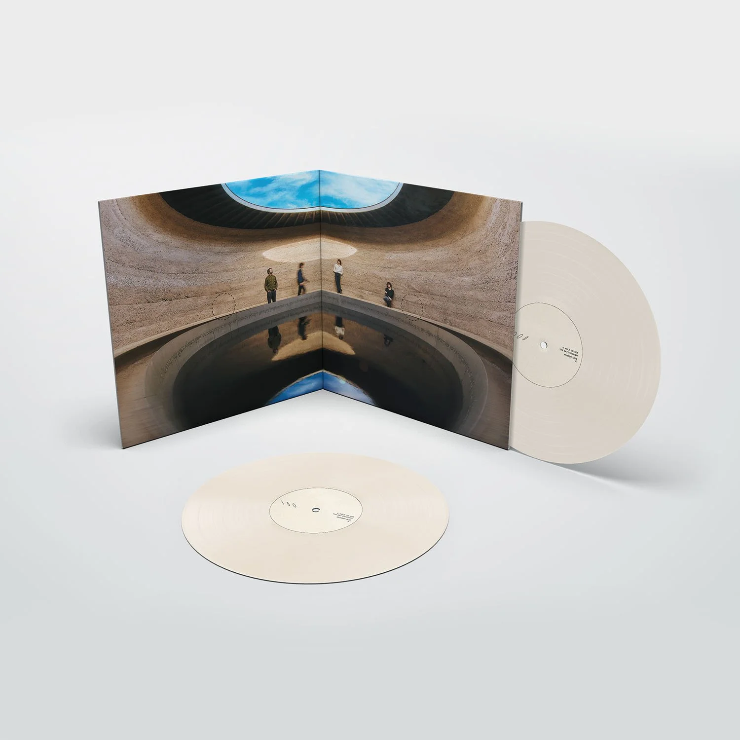 mystery jets album campaign a hole to see the sky through shot for press, vinyl record and CD new album