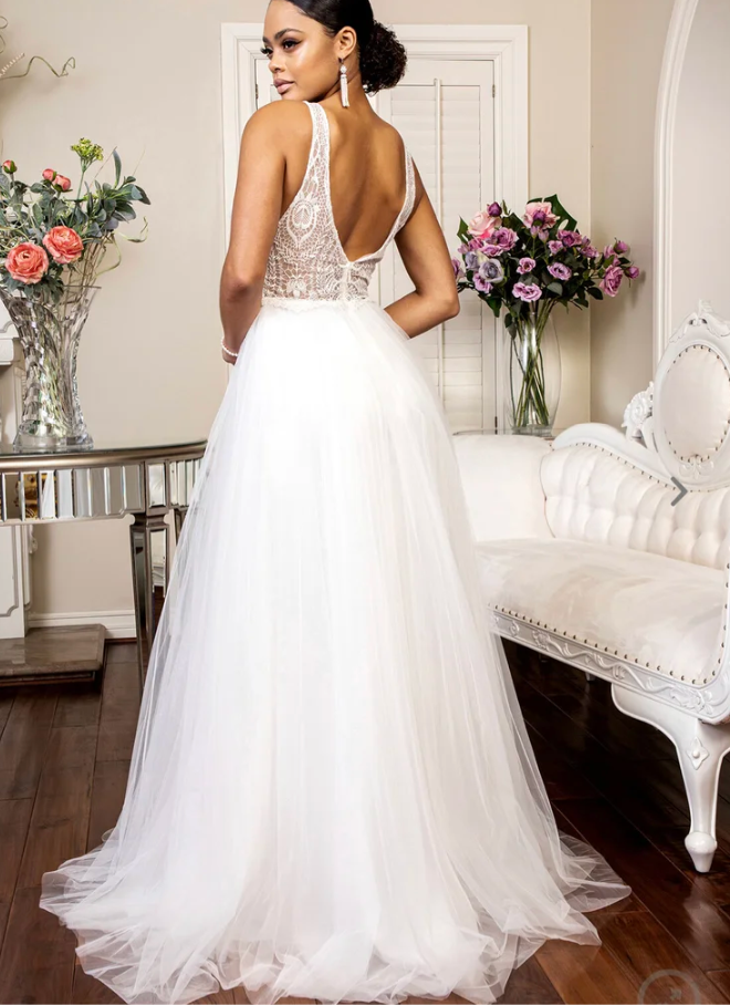 Long V-Necking wedding Dress GL1901