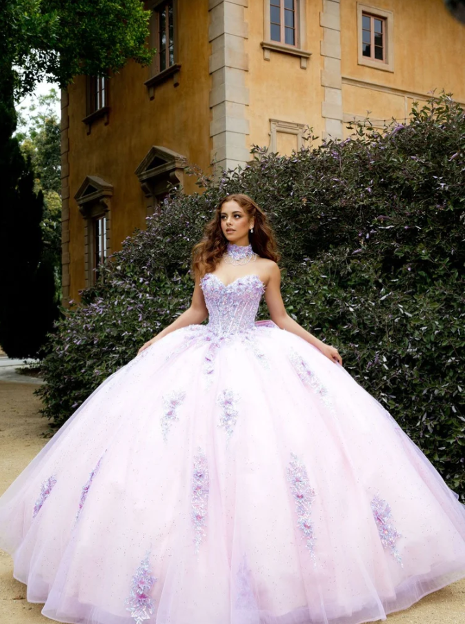 PQ1091 Sparkly Quince Dress with Matching Choker