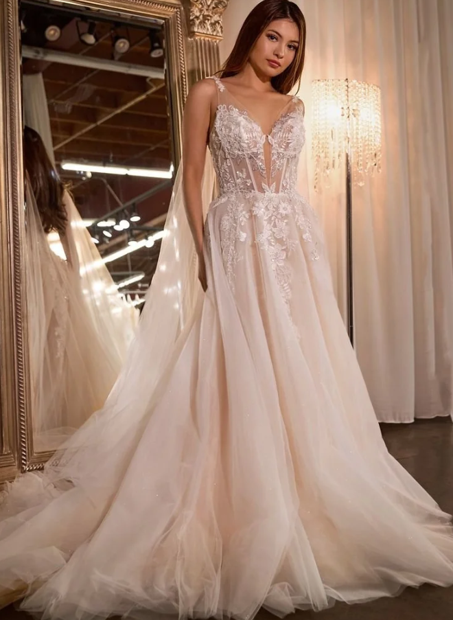 CDS476W LAYERED TULLE & LACE BRIDAL BALL GOWN