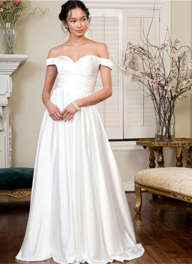 Sweetheart Cut-Away Shoulder wedding dress (GL1908)