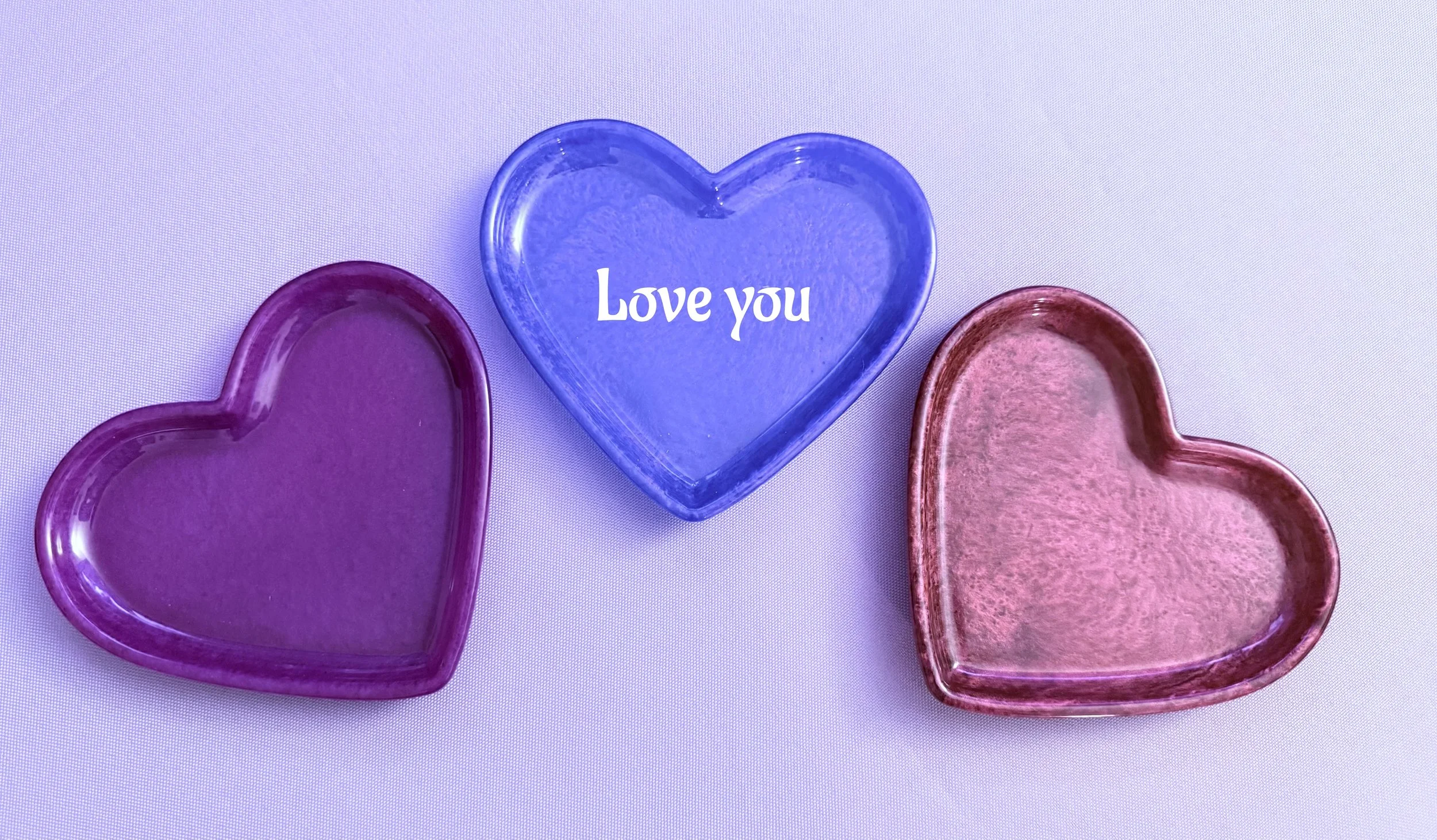 Heart resin trays with personalization available