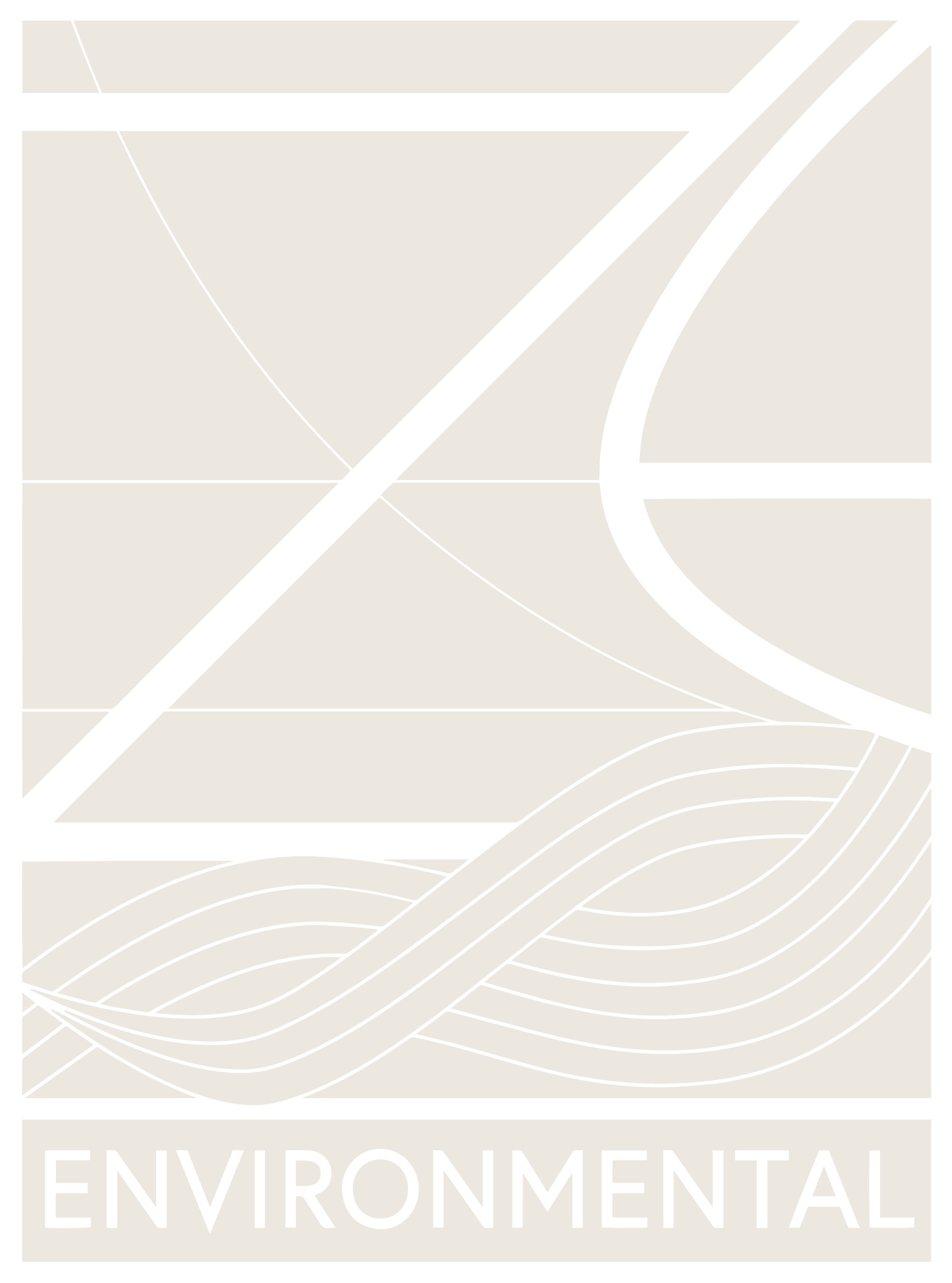 Environmental logo with abstract geometric shapes and wavy lines.
