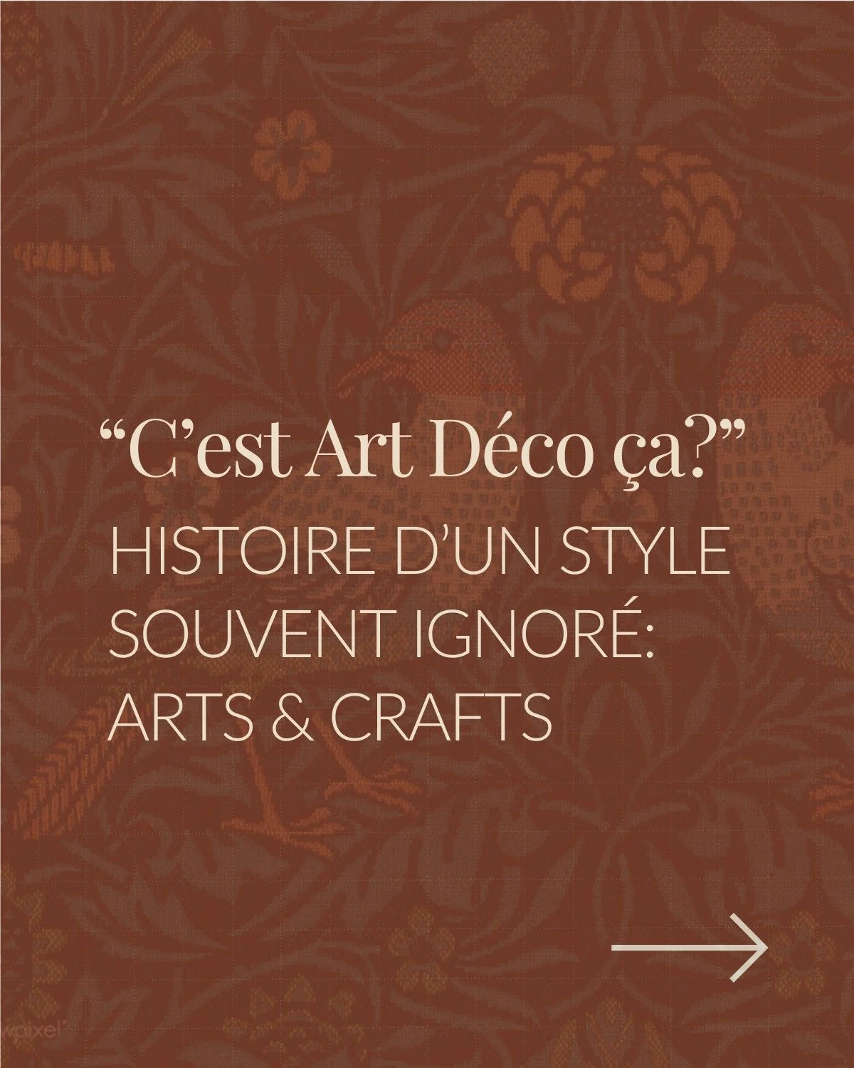 On reconna&icirc;t g&eacute;n&eacute;ralement le style Arts &amp; Crafts sans le nommer. Il faut dire qu'il est  parfois &eacute;clips&eacute; par ses cousins,✨ l'Art nouveau et l'Art D&eacute;co... ✨

J&rsquo;avais envie de revenir ici sur ce mouvem