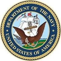 Official Department of the Navy seal featuring an eagle, anchor, and ship with a blue and gold border.