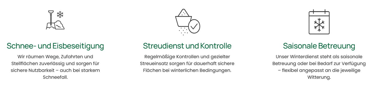 Übersicht Winterdienst-Leistungen: Schneeräumung, Streudienst und saisonale Kontrolle
