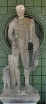 Photo of statue of Mercury stored in French Garden House