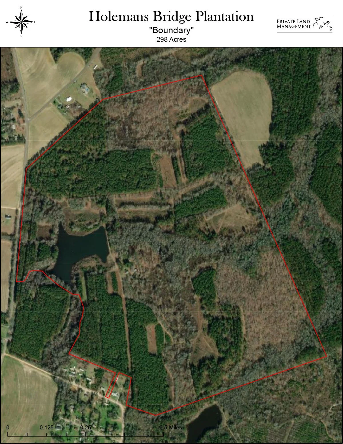 Overhead view of Holemans Bridge Plantation property in South Carolina