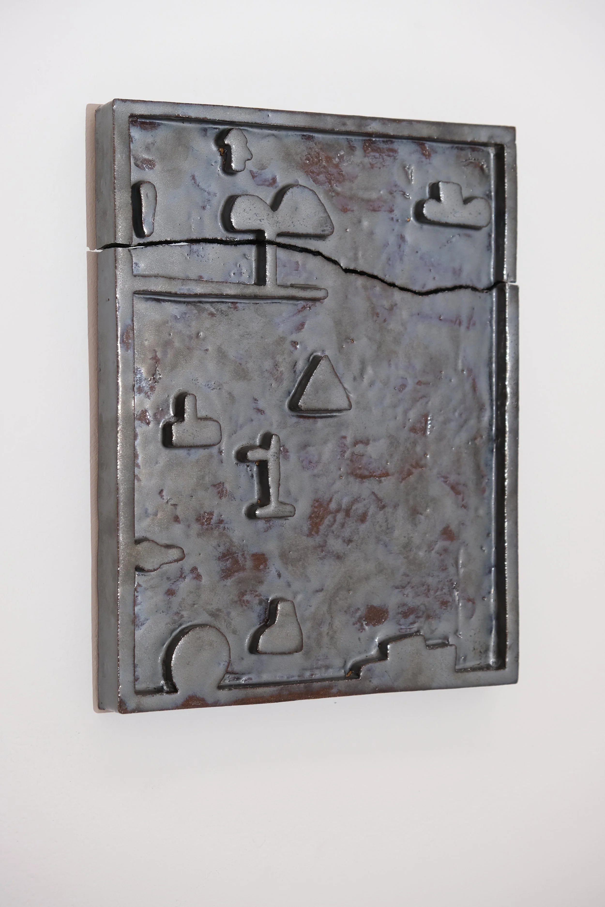 ceceramic wall art, 2025, Christopher Neve, Unquiet Landscapes , Yorkshire Arts Space, Sheffield