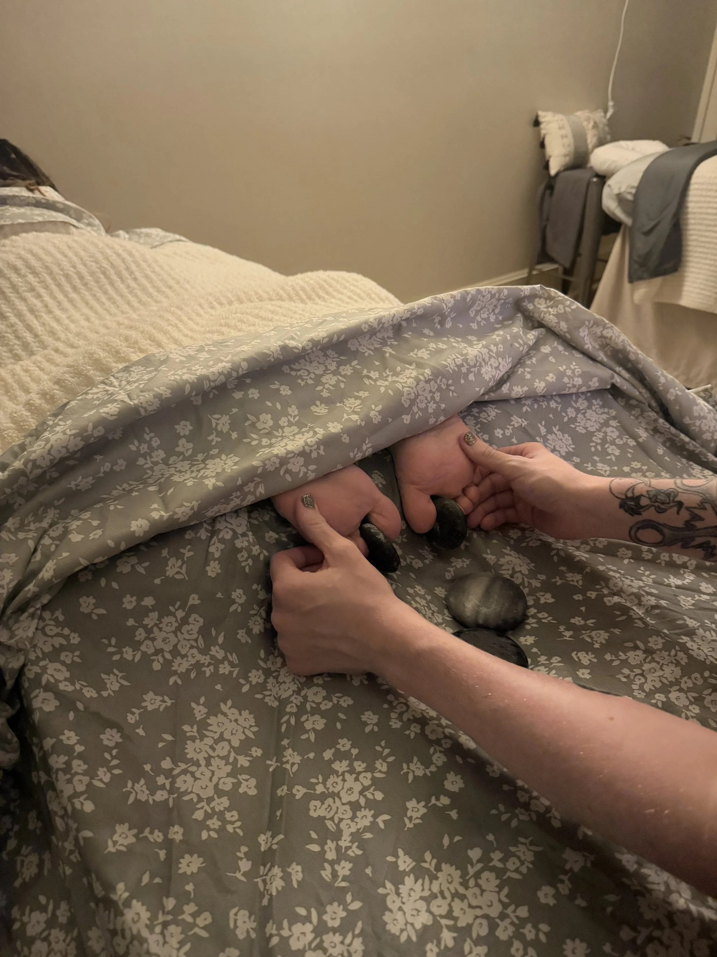 Hot stone foot massage at Groundspell Massage in downtown Portland near Powell’s Books
Hot stone foot massage near Portland’s Pearl District at Groundspell Massage
Therapeutic hot stone foot massage at Groundspell located downtown Portland