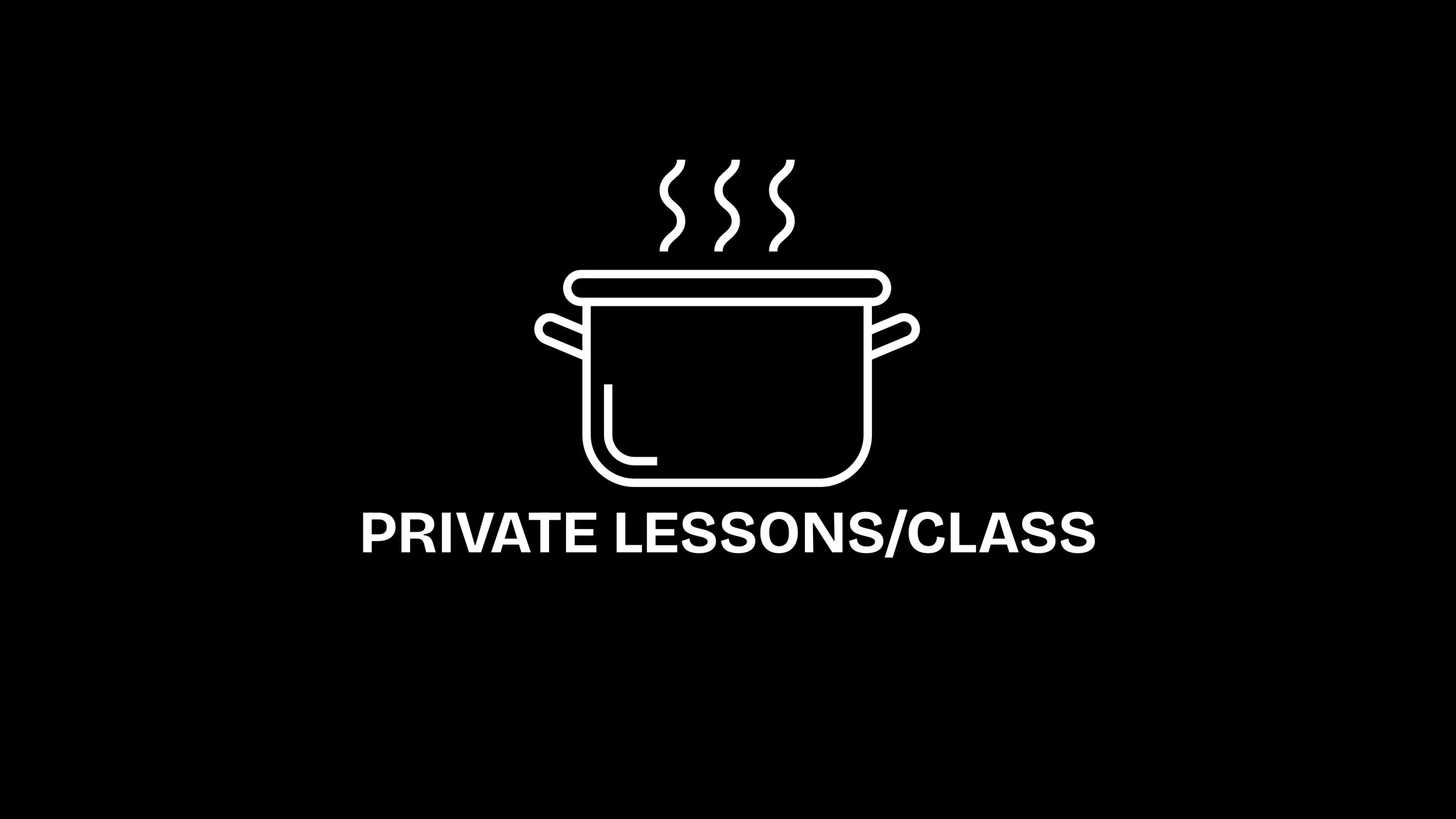 Icon of a steaming pot with the text 'Private Lessons/Class' below.