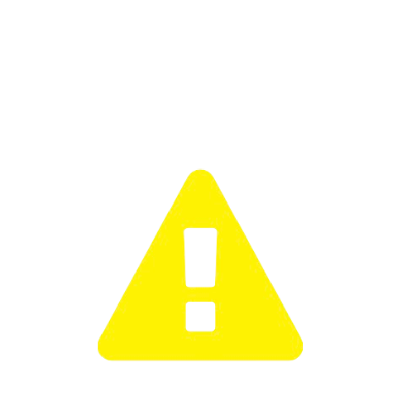 Yellow warning sign with an exclamation mark inside a yellow triangle.