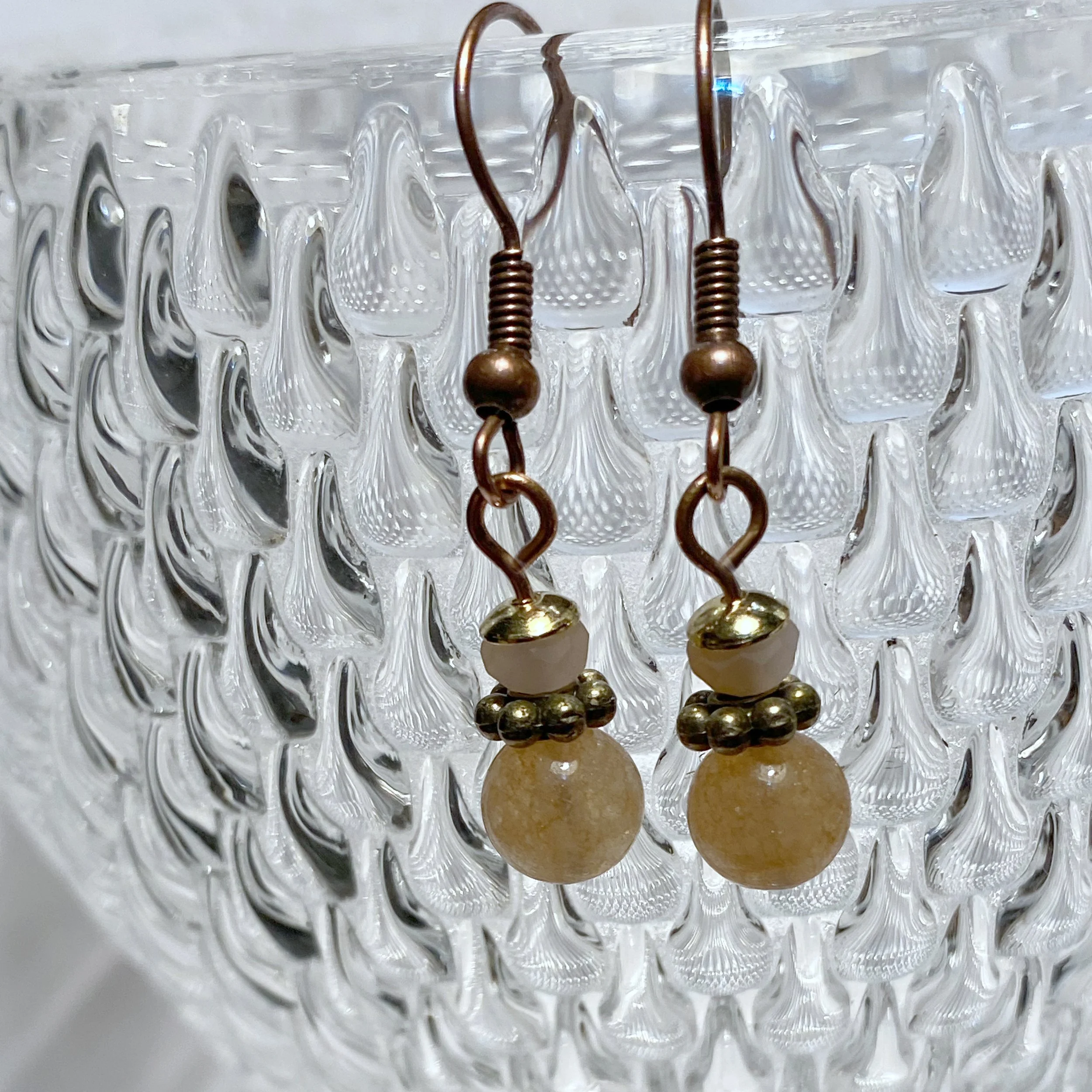 Peach Moonstone & Champagne Crystal Drops – "Soft Sunrise Glow"