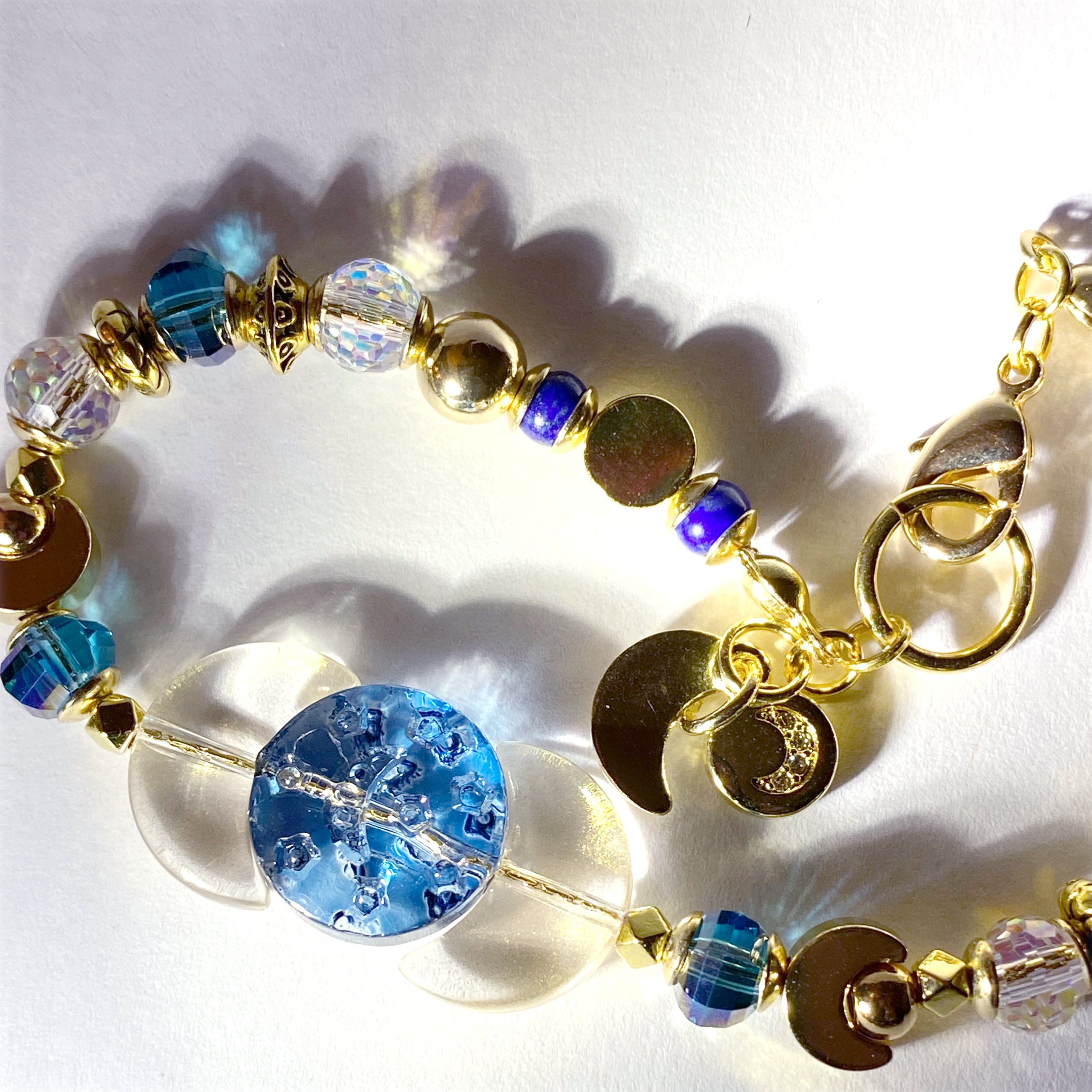 Champagne Moonlight Crystal Bracelet – "Lunar Luxe"