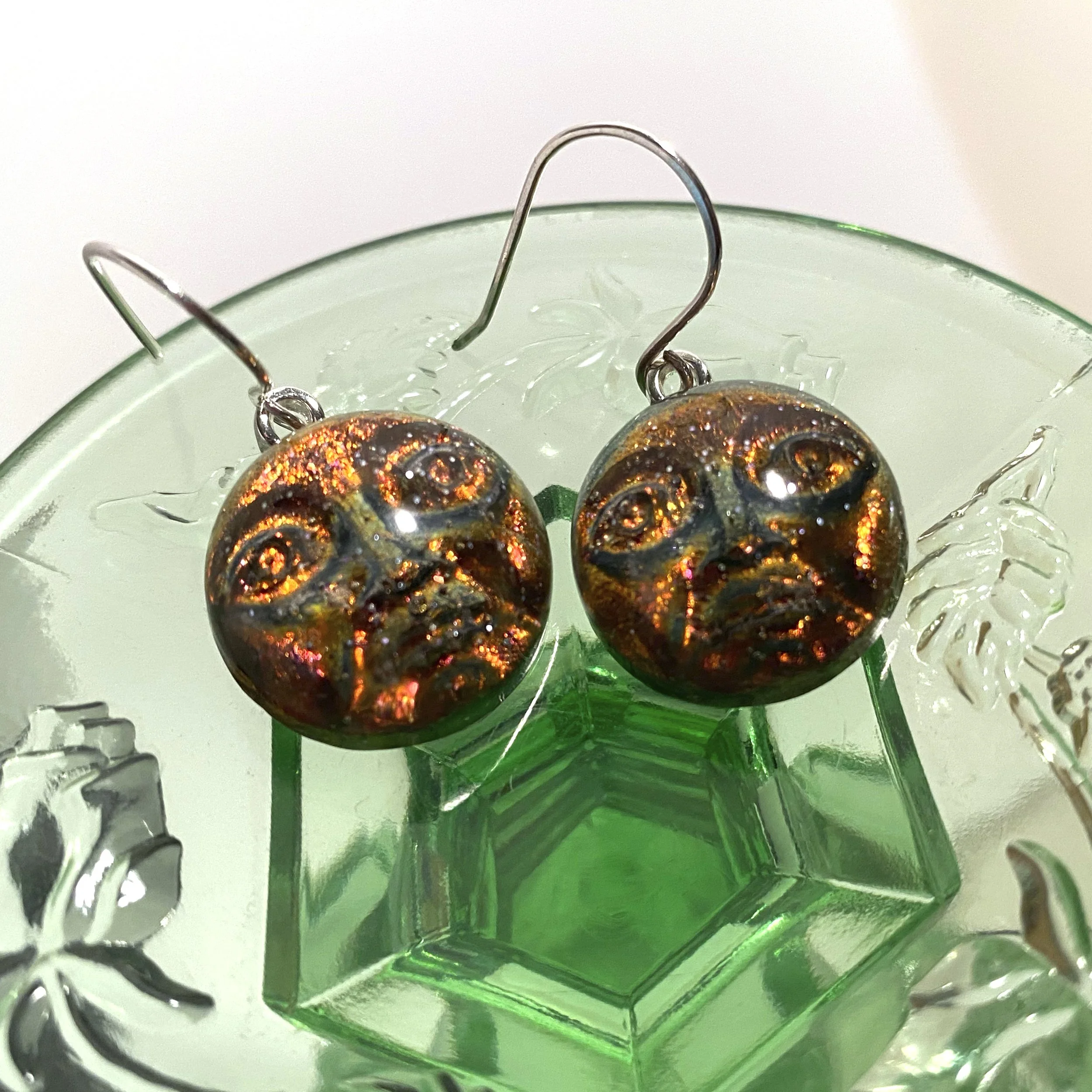 Celestial Moon Man Resin Earrings