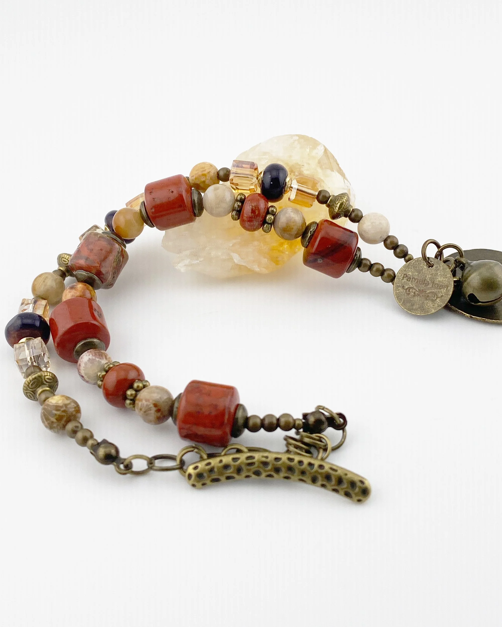 Red Jasper & Fossil Coral Bracelet - Earthfire Harmony
